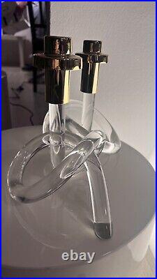 Vintage 70s Dorothy Thorpe Pretzel candlestick Lucite & Gold Mid Century Modern