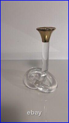 Vintage 70s Dorothy Thorpe Pretzel candlestick Lucite & Gold Mid Century Modern