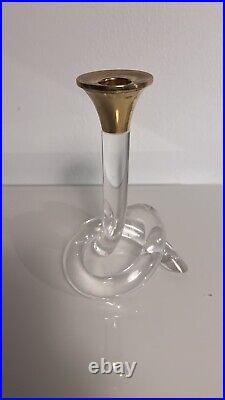 Vintage 70s Dorothy Thorpe Pretzel candlestick Lucite & Gold Mid Century Modern