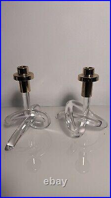 Vintage 70s Dorothy Thorpe Pretzel candlestick Pair X2 Mid Century Modern