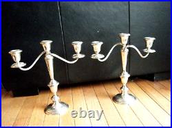 Vintage 808/1 Gorham Sterling Silver 3 Light 3 Ways Pair Candelabra Candlesticks