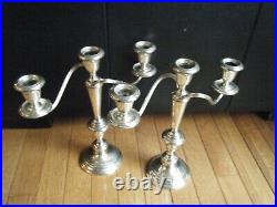 Vintage 808/1 Gorham Sterling Silver 3 Light 3 Ways Pair Candelabra Candlesticks