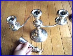 Vintage 808/1 Gorham Sterling Silver 3 Light 3 Ways Pair Candelabra Candlesticks