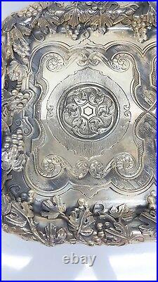 Vintage 925 Silver 75 years Judaica Shabat Candlesticks Tray Work Of Art
