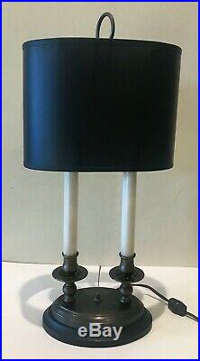 Vintage Antique Brass French Bouillotte Two Candle Stick Desk Table Lamp 19
