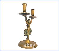 Vintage Antique Dutch Brass Candlestick Candleholder Siren & Dolphin Tails 30cm