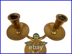 Vintage Antique Dutch Brass Candlestick Candleholder Siren & Dolphin Tails 30cm