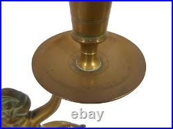 Vintage Antique Dutch Brass Candlestick Candleholder Siren & Dolphin Tails 30cm