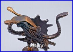 Vintage Antique Ornate Figural Bronze/Copper Griffin Dragon Candle Sticks Holder