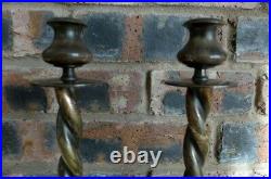Vintage Antique Pair Of Brass Decorative Candlestick Holder Collector Patina