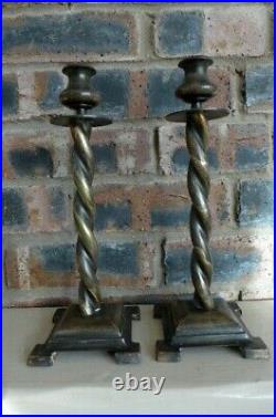 Vintage Antique Pair Of Brass Decorative Candlestick Holder Collector Patina