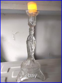 Vintage Art Candle Sticks Glass Sacred Immaculate Heart Virgin Mary Holy Land