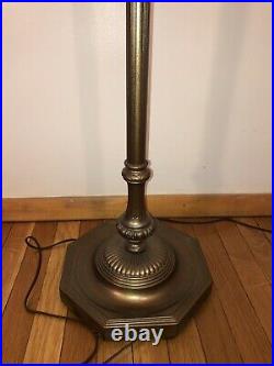 Vintage Art Deco Brass Torchiere Floor Lamp 4Light 3Arm Candlestick Milk Glass