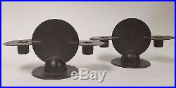 Vintage Art Deco Chase Brass Disc Style Candlesticks Gerth & Gerth Designers
