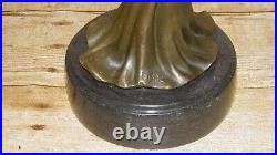 Vintage Art Deco Cold Cast Bronze Lady Candlestick Marble Plinth By David Fisher