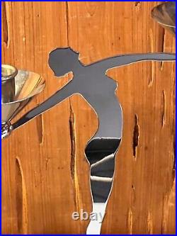 Vintage Art Deco Nude Dancer silhouette Chrome Candle Holder