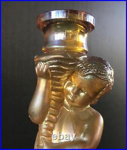 Vintage Art Glass Cherub Candlestick Gold Luster Art Deco 1920's