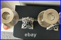 Vintage Art Nouveau Liberty WMF Style Double Candlesticks Silver Plated Pewter