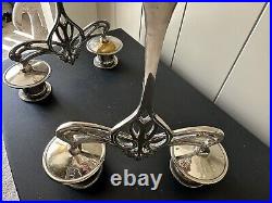 Vintage Art Nouveau Liberty WMF Style Double Candlesticks Silver Plated Pewter