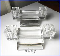 Vintage BACCARAT Crystal Art Deco Style Double Candleticks, Pair