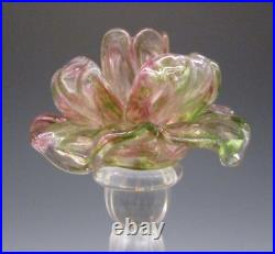 Vintage BIG 13.5 Venetian Hand Blown Art Glass FLORIFORM Rose Candlestick