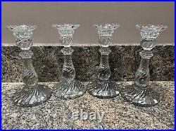 Vintage Baccarat Bambous Swirl Clear Crystal Glass Candlesticks-set of four