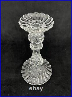 Vintage Baccarat Bambous Swirl Clear Crystal Glass Single Light Candlestick 9