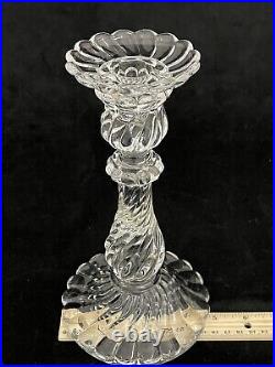 Vintage Baccarat Bambous Swirl Clear Crystal Glass Single Light Candlestick 9