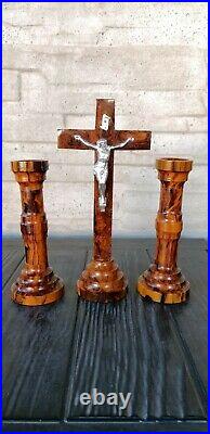 Vintage Bakelit Kreuz, Bakelite Catolic Cross, candlestick 1930 466g