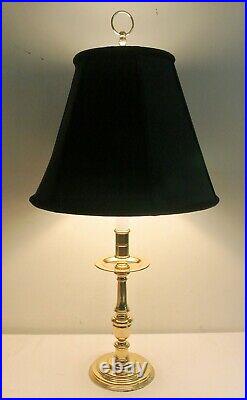 Vintage Baldwin Brass 29 James River Candlestick Table Lamp with Black Shade USA