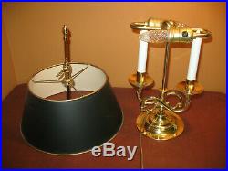 Vintage Baldwin Brass Bouillotte Serpentine Double Candlestick Desk Table Lamp