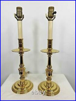 Vintage Baldwin Colonial Williamsburg Brass Candlestick Lamp Pair TESTED