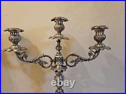 Vintage Baroque Style Pair of Silver Plate Candlesticks, 12 Pieces, Adjustable