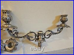 Vintage Baroque Style Pair of Silver Plate Candlesticks, 12 Pieces, Adjustable