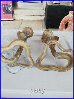 Vintage Big Set Cobra Brass Painted Candle Holders Candlesticks Snakes