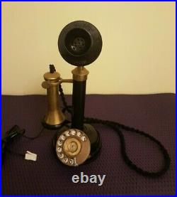 Vintage Black & Bronze Candlestick Telephone