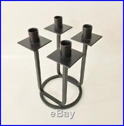 Vintage Black Iron Mid Century Candlestick By From Van Keppel Green