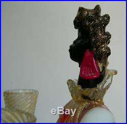 Vintage Blackamoor Murano Double Candlestick Candle Holder Venetian Art Glass