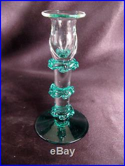 Vintage Blenko Glass 476 Console Set Comport Candlesticks Rigaree Exc 1940's