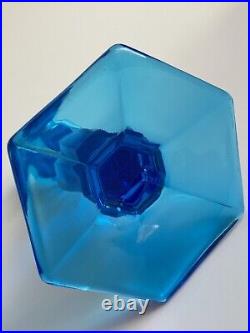 Vintage Blue Celeste Art Glass Set of 2 Candle Stick Holders 7 1/4H Gorgeous