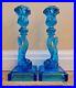 Vintage-Blue-Glass-Koi-Fish-Dolphin-Candlestick-Candle-Holders-Embossed-Mma-01-hvtu