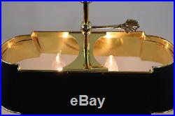 Vintage Bouillotte Candlestick Table Lamp Solid Brass Bank Library Brass Shade