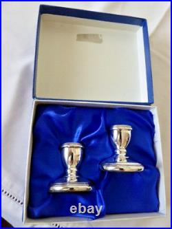 Vintage Box Pair Hm Silver Birm 1987 Small Candlestick Taperstick Holders 1.7