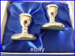 Vintage Box Pair Hm Silver Birm 1987 Small Candlestick Taperstick Holders 1.7