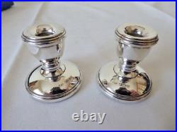 Vintage Box Pair Hm Silver Birm 1987 Small Candlestick Taperstick Holders 1.7