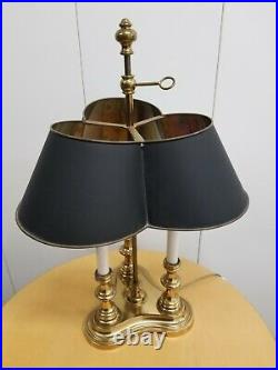 Vintage Brass 3 Candlestick Bouillotte Lamp with Metal Shade Frederick Cooper