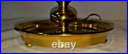 Vintage Brass 3 Candlestick Bouillotte Lamp with Red Gold Metal Shade NICE