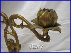 Vintage Brass Art Nouveau Canelabra Candlestick Cherub Candle Stick