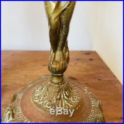 Vintage Brass Bronze Figural Candelabra Art Nouveau Deco Lady Candlesticks