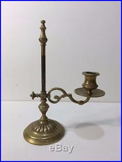 Vintage Brass Candlestick Holder, Bankers, Piano, Students, 10 Tall x 6 1/2 W